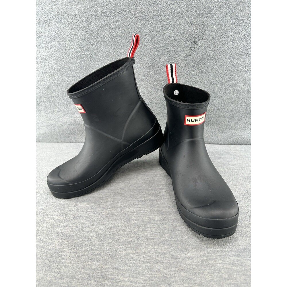 HUNTER Women's Black Play Short Wellington Waterproof Rain Boots Size 7